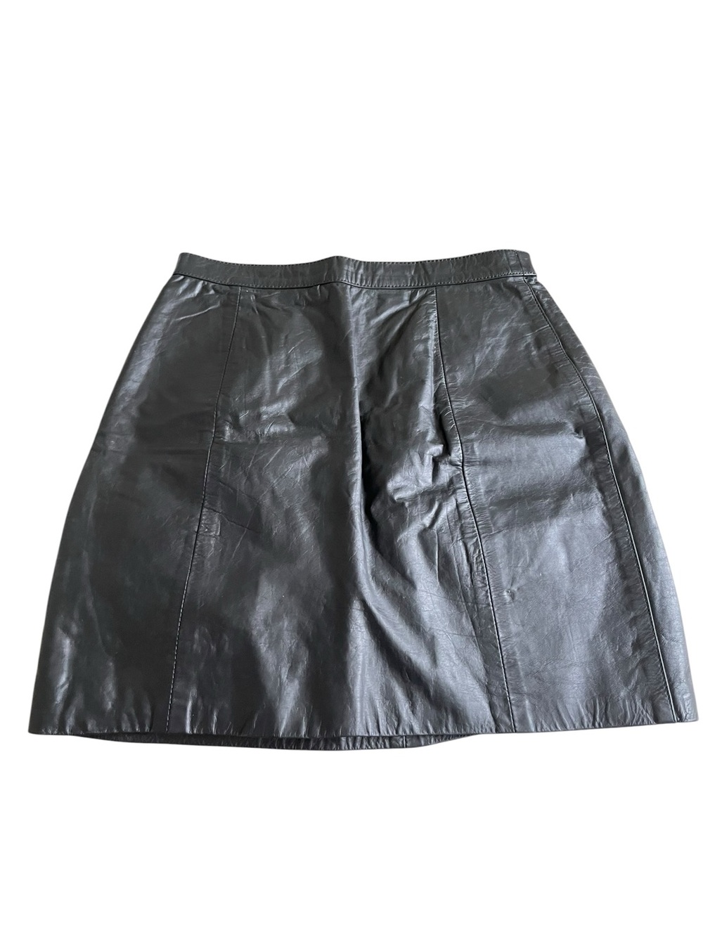 Cuir Classique Vintage Black Leather Mini Skirt